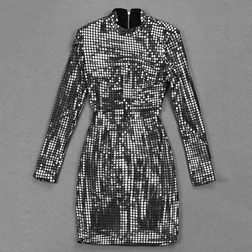 Black and White Sequin Dress
